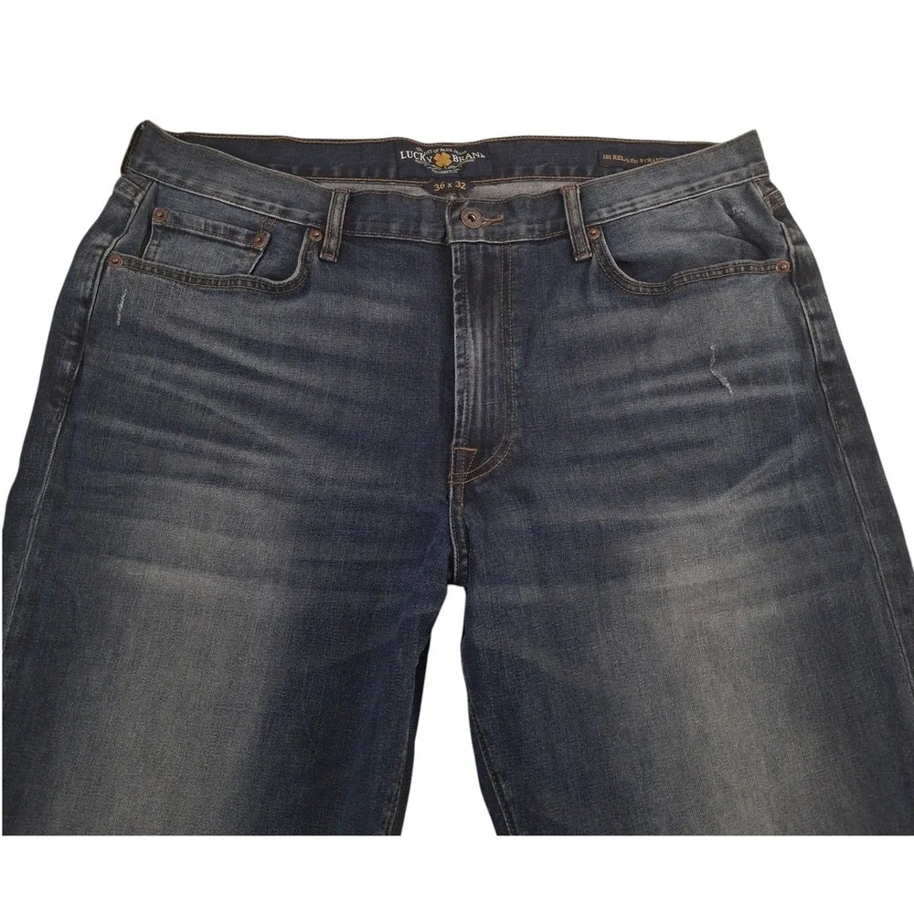 Lucky Brand 181 Relaxed Straight Mens Blue Jeans 36x32 Medium Wash Denim